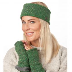 Pure Wool Fleece lined - Zigzag Heather Headband - Green Heather