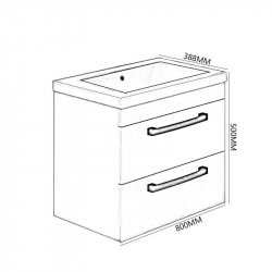 Essential Nevada 800mm Wall Hung Unit With Basin & 2 Drawers, White