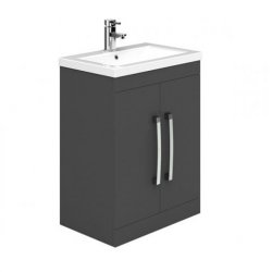 Essential Nevada 600mm Unit With Basin & 2 Doors, Grey