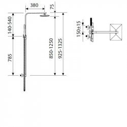 Essential Nine Xtreme Ext Thermostatic Shower, Chrome