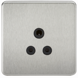 Knightsbridge Screwless 5A Unswitched Socket - Brushed Chrome with Black Insert - (SF5ABC)