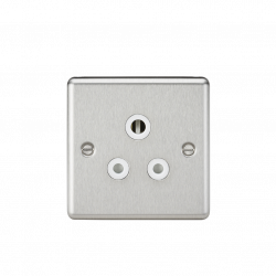 Knightsbridge 5A Unswitched Socket - Rounded Edge Brushed Chrome Finish with White Insert - (CL5ABCW)