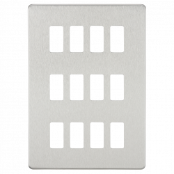 Knightsbridge Screwless 12G grid faceplate - brushed chrome - (GDSF012BC)