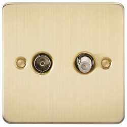 Knightsbridge Flat Plate TV & SAT TV Outlet (isolated) - Brushed Brass - (FP0140BB)