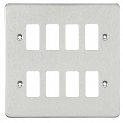 Knightsbridge Flat plate 8G grid faceplate - brushed chrome - (GDFP008BC)