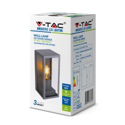 V-Tac WALL LAMP(1*E27) MATT BLACK-CLEAR GLASS - (VT-837-B)
