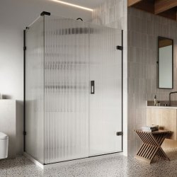 Roman Liberty 8mm Hinged Door with Fluted Glass & One In-Line Panel 1200 x 800mm Right Hand (Corner Fitting)