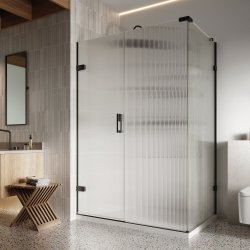 Roman Liberty 8mm Hinged Door with Fluted Glass & One In-Line Panel 1200 x 800mm Left Hand (Corner Fitting)