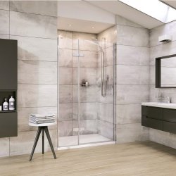 Roman Liberty 8mm Hinged Door with Hinged In-Line Panel 1000mm (Alcove Fitting)
