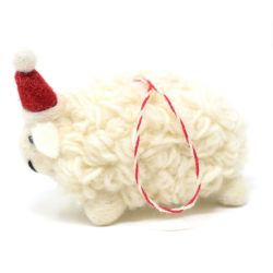 Hand Felted - Christmas Decoration - Sheep - Natural white