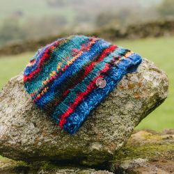 Children's Half fleece lined - electric beanie - multi blue
