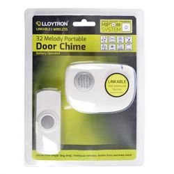 Lloytron B7021WH High Quality 32 Melody B/O Wireless Door Chime with MiPs White