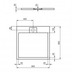 Ideal Standard i.life Ultra Flat S 800 x 800mm Square Shower Tray with Waste - Concrete Grey