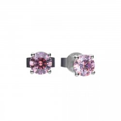 DiamonFire Silver Pink Zirconia Solitaire Earrings