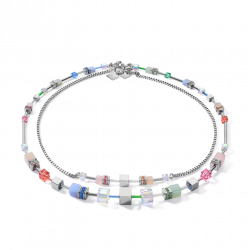 Necklace GeoCUBE Multitask 4-in-1 summer Multi Pastel-silver