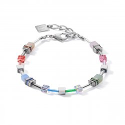 Necklace GeoCUBE Multitask 4-in-1 summer Multi Pastel-silver
