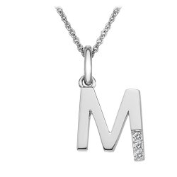 Hot Diamonds Sterling Silver Diamond set Initial M Pendant on 16-18