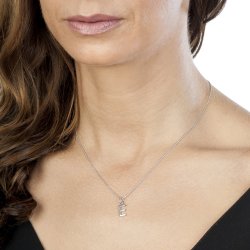 Hot Diamonds Silver Diamond set Initial E Pendant on Chain