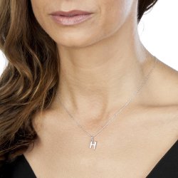 Hot Diamonds Sterling Silver Diamond set Initial H Pendant on 16-18