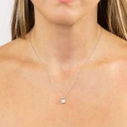 DiamonFire Silver Zirconia 1.00ct Solitaire 4 Claw Set Necklet