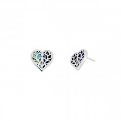 Azendi Silver Abalone Heart of Yorkshire Stud Earrings