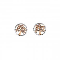 Silver & Rose Gold Vermeil CZ Tree of Life Stud Earring