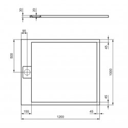 Ideal Standard i.life Ultra Flat S 1200 x 1000mm Rectangular Shower Tray with Waste - Pure White