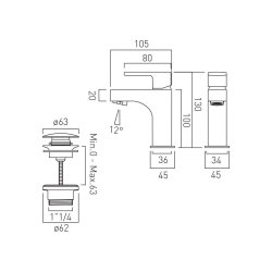 Vado Life Mini Mono Basin Mixer with Click Waste