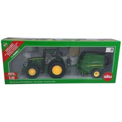 Siku John Deere Tractor & Round Baler - Diecast Scale 1:32 - 3838