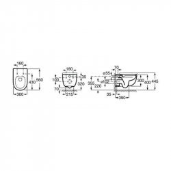 Roca Meridian-N Rimless Wall-Hung Pan with Horizontal Outlet & Hidden Fixations - White