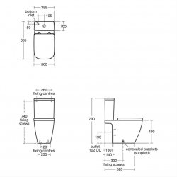 Ideal Standard i.life B Gloss Grey Close Coupled Toilet