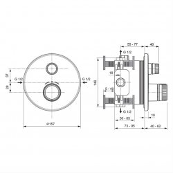 Ideal Standard Ceratherm Navigo Built-In Round Thermostatic 1 Outlet Chrome Shower Mixer