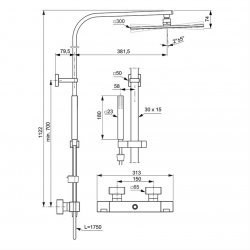 Ideal Standard Ceratherm C100 Exposed Thermostatic Square Shower Pack