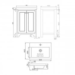 Harrogate Brunswick Dovetail Grey 600mm Vanity Unit with Basin