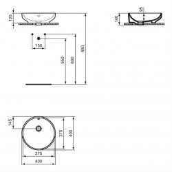 Ideal Standard i.life B 400mm Vessel Basin & 1000mm Furniture Units with 1 Shelf