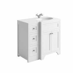 Harrogate Ripley Arctic White 900mm Return Vanity Unit & White Solid Surface Basin - Right Hand