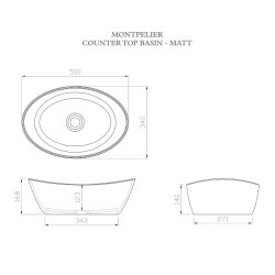 Harrogate Montpelier Countertop Matt Sculptured Stone Basin
