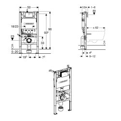 Geberit Alpha 980mm WC Frame & Cistern for Wall Hung WC
