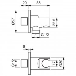 Ideal Standard Chrome Round Wall Bracket with 1/2