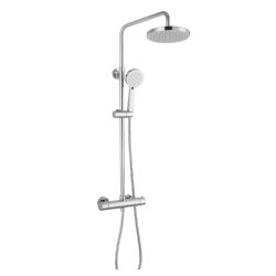 RAK 700mm Cool Touch Round Thermostatic Shower Column, Fixed Head And Shower Kit (WRAS)