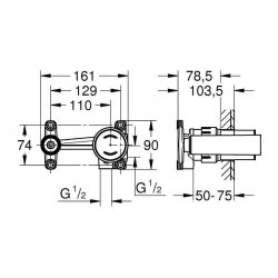 Grohe Eurodisc Joy L-Size Wall Mounted Basin Mixer - Chrome