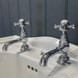 Silverdale Victorian Basin Pillar Taps - Chrome