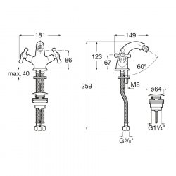 Roca Carmen Twin Lever Bidet Mixer 