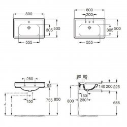 Roca Carmen 800mm 1 Tap Hole Basin