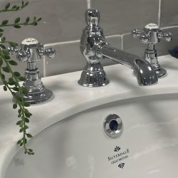 Silverdale Victorian 3 Tap Hole Basin Mixer with Pop-Up Waste - Chrome