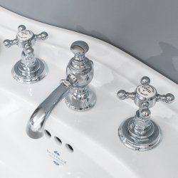Silverdale Victorian 3 Tap Hole Basin Mixer with Pop-Up Waste - Chrome