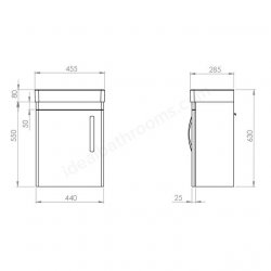 Tavistock Compass 450mm Wall Mounted Cloakroom Unit and Basin - Gloss Light Grey