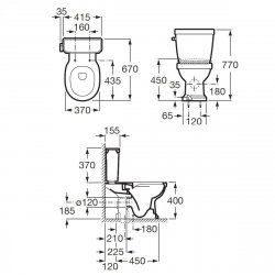 Roca Carmen Rimless Close Coupled WC Toilet