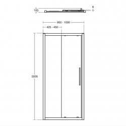 Ideal Standard i.life 1000mm Bright Silver Sliding Door