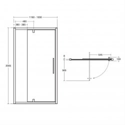 Ideal Standard i.life 1200mm Bright Silver Pivot Door